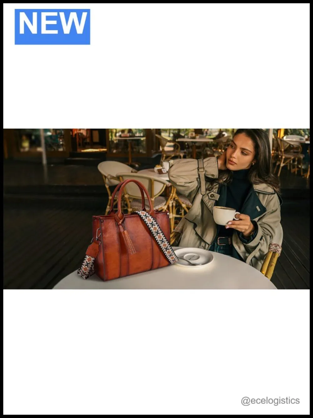 Genuine Leather Tote Bag for Women with Adjustable Straps Work Purse